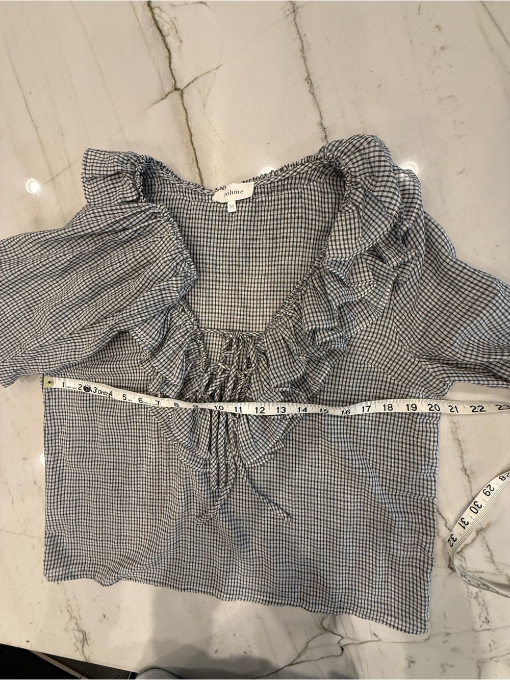 bohme Black & White Gingham Ruffle Tie-Neck Blouse - Picture 10 of 10